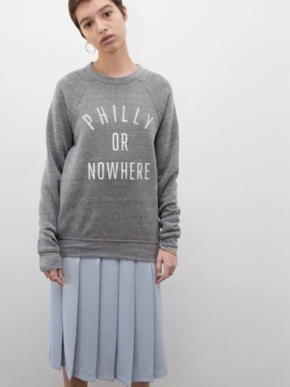 NWT Knowlita x Saks PHILLY or Nowhere Crew Sweatshirt Gray Size Small